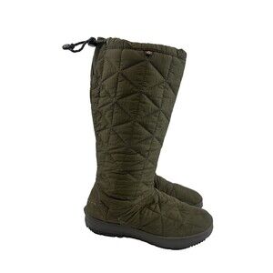 Bogs Snowday Tall Boot Green Quilted Fleece Lined Pull On Waterproof Womens 9